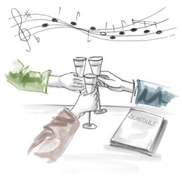 Event attendees toast to a great time.