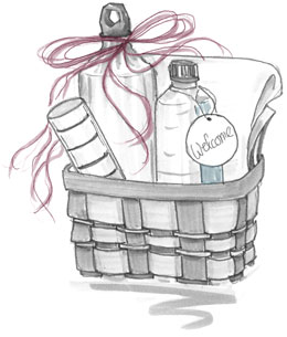 A gift basket filled with the newest and greatest products.