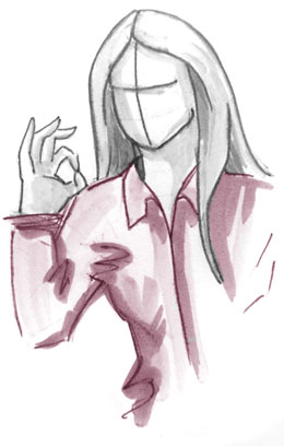 A woman gives the okay sign.